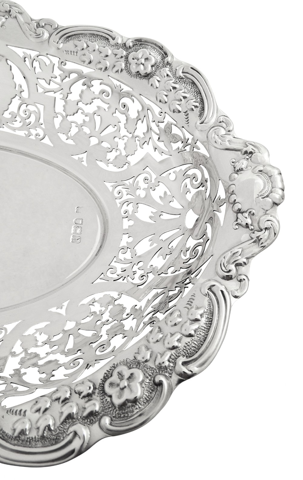 Antique Victorian Sterling Silver Oval Pierced Dish 1899 View II