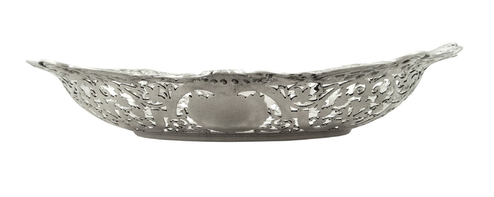 Antique Victorian Sterling Silver Oval Pierced Dish 1899 View V