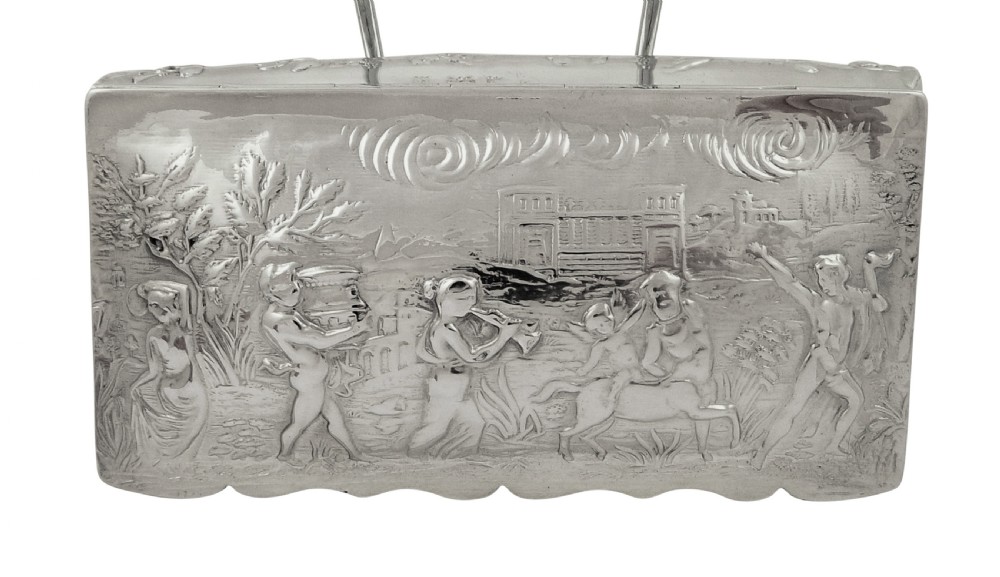 Antique Edwardian Sterling Silver Trinket Box with Classical Scenes 1903 View III