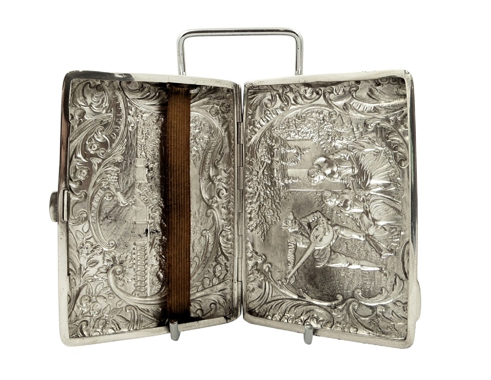 Antique Sterling Silver Card Case with Scenes 1901 View III