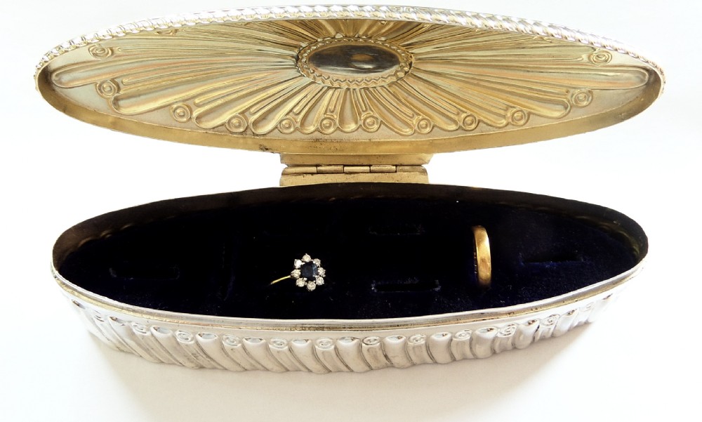 Large Antique Victorian Sterling Silver Ring Box 1898 View II