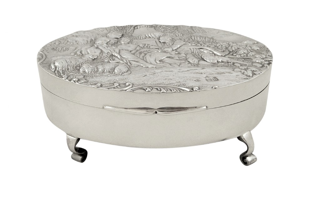 Large Antique Victorian Sterling Silver Trinket Box 1899  View IX
