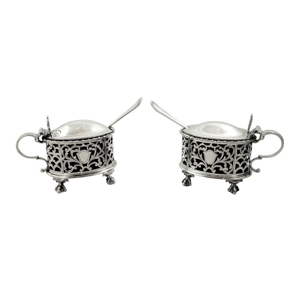 Pair of Antique Sterling Silver Mustard Pots 1919 / 1920