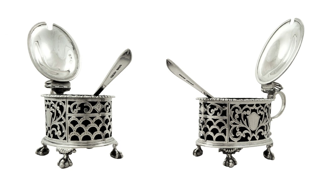 Pair of Antique Sterling Silver Mustard Pots 1919 / 1920 View V