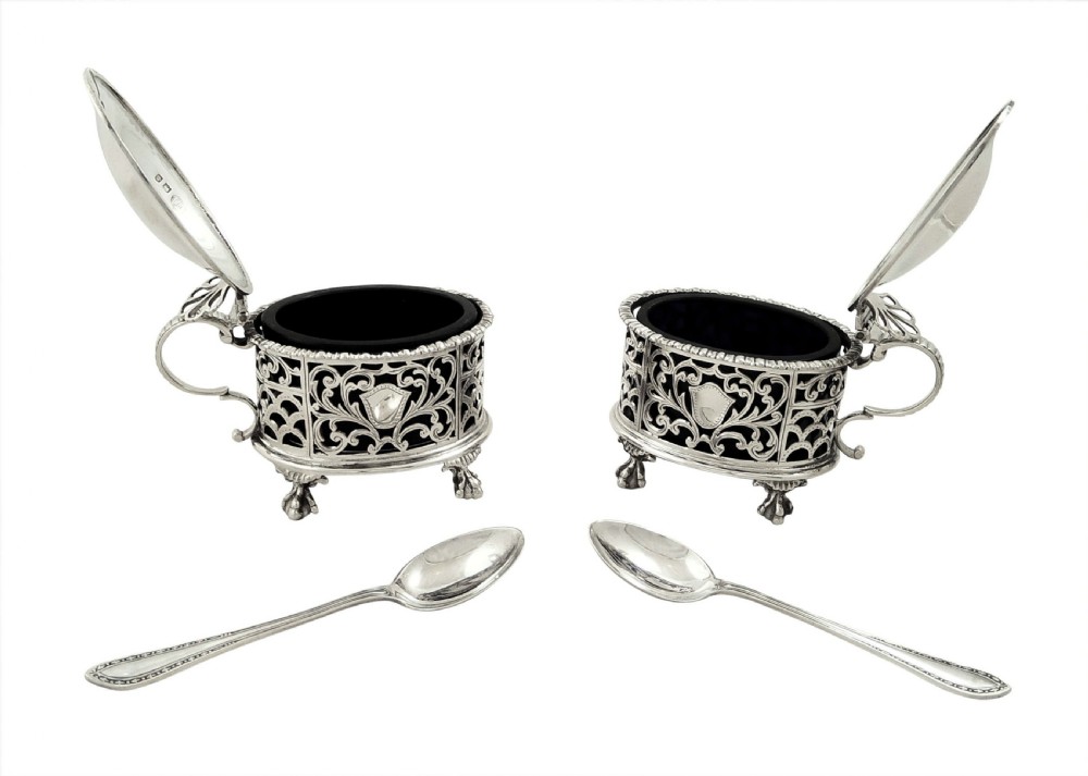 Pair of Antique Sterling Silver Mustard Pots 1919 / 1920 View VI
