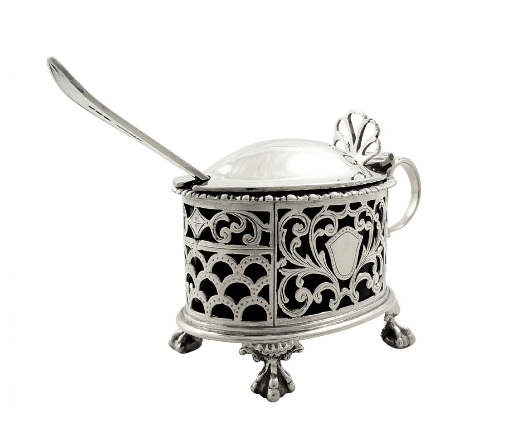 Pair of Antique Sterling Silver Mustard Pots 1919 / 1920 View VIII