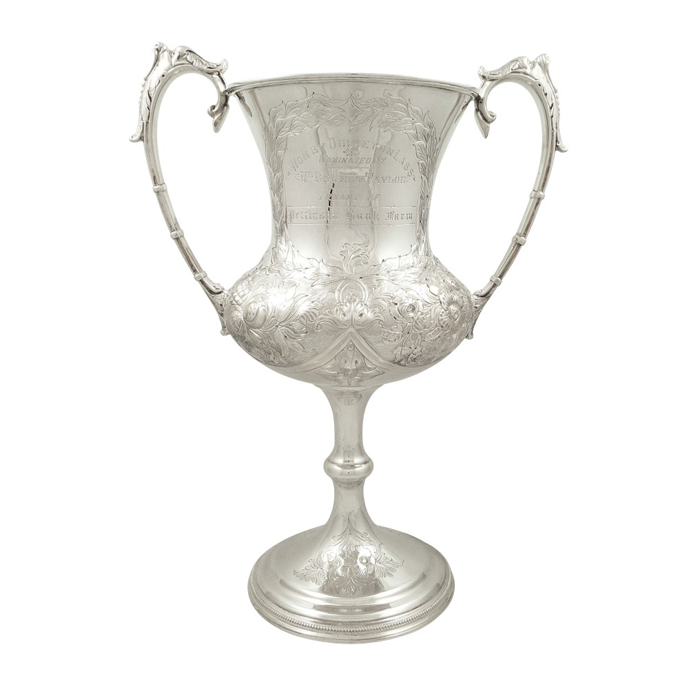 Large Antique Victorian Sterling Silver 'Coursing' Trophy Cup 1888