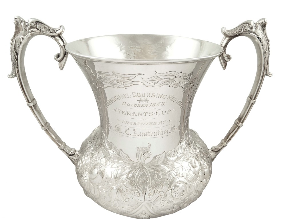Large Antique Victorian Sterling Silver 'Coursing' Trophy Cup 1888 View IV