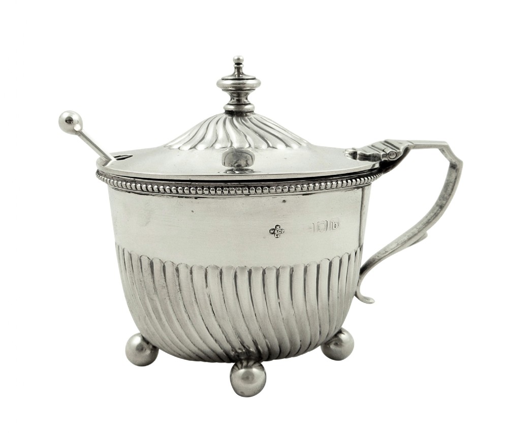 Antique Victorian Sterling Silver Mustard Pot in Case 1897 View XI