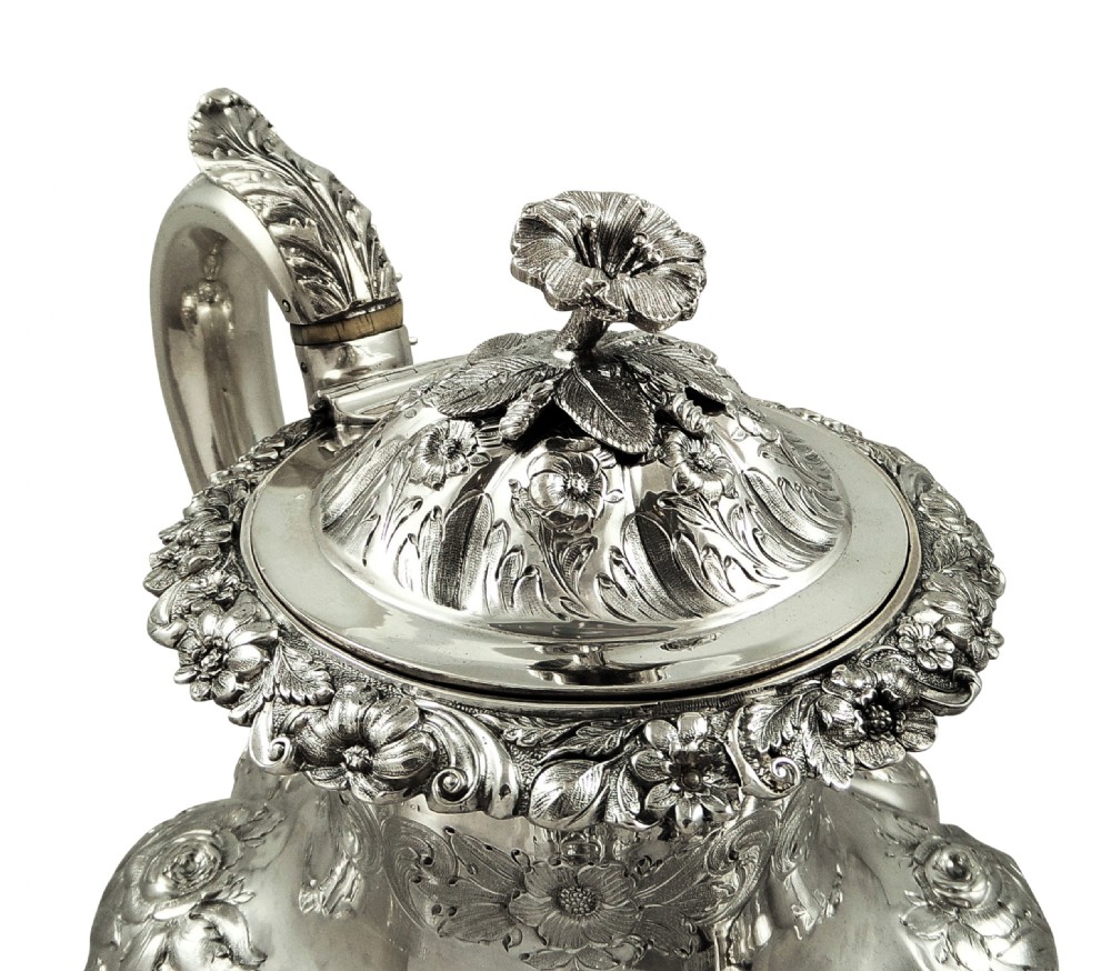 Antique William IV Sterling Silver Coffee Pot 1832 View IV
