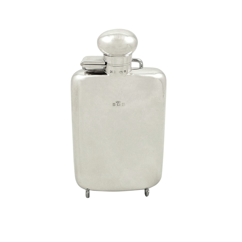Antique Sterling Silver Hip Flask 1919