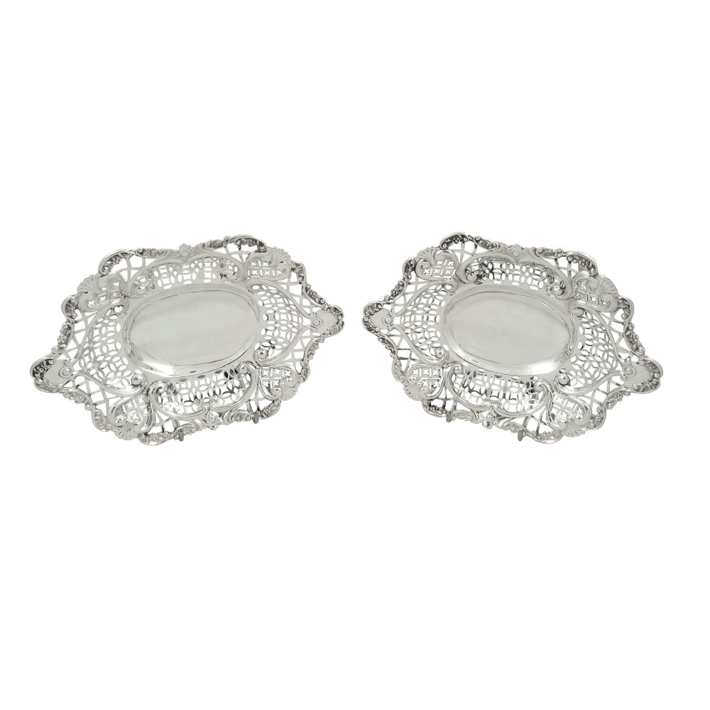 Pair of Antique Victorian Sterling Silver Dishes 1896