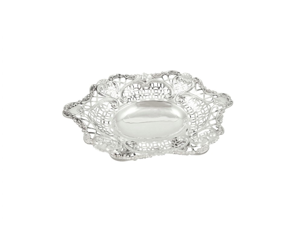 Pair of Antique Victorian Sterling Silver Dishes 1896 View V