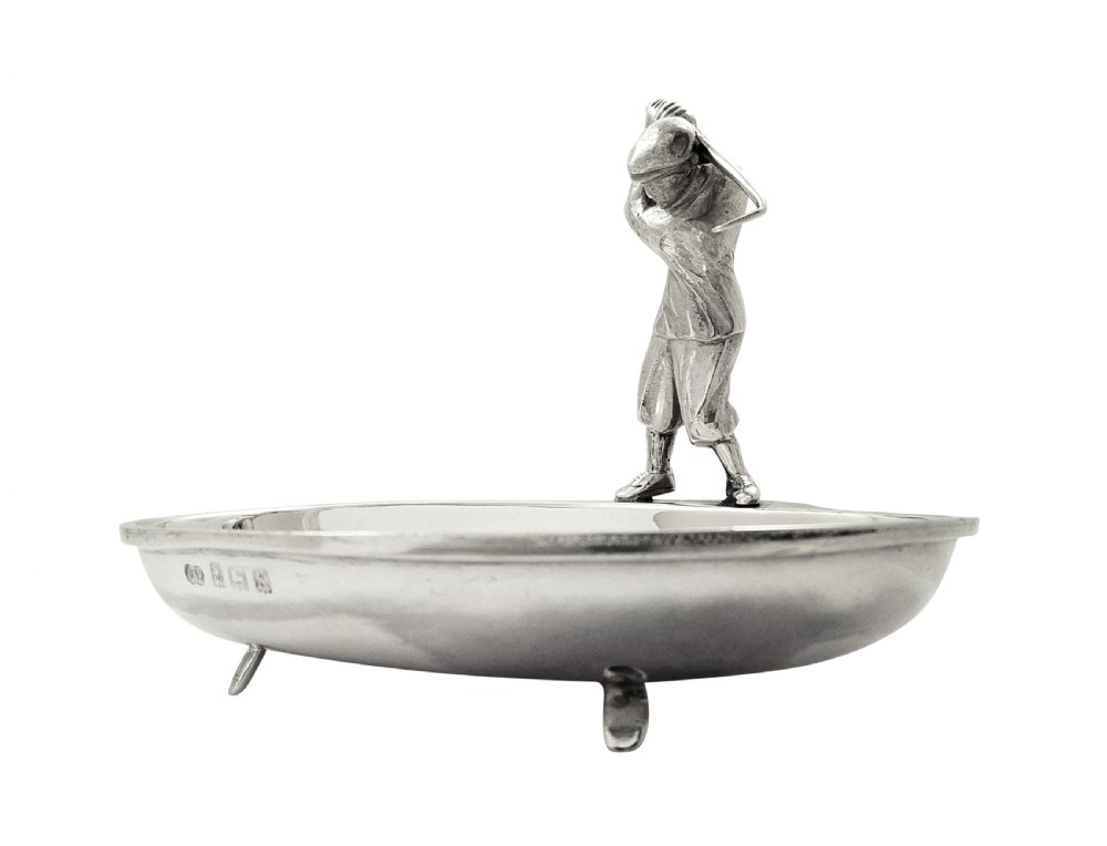Antique Sterling Silver Dish with Golfer 1934 View IV