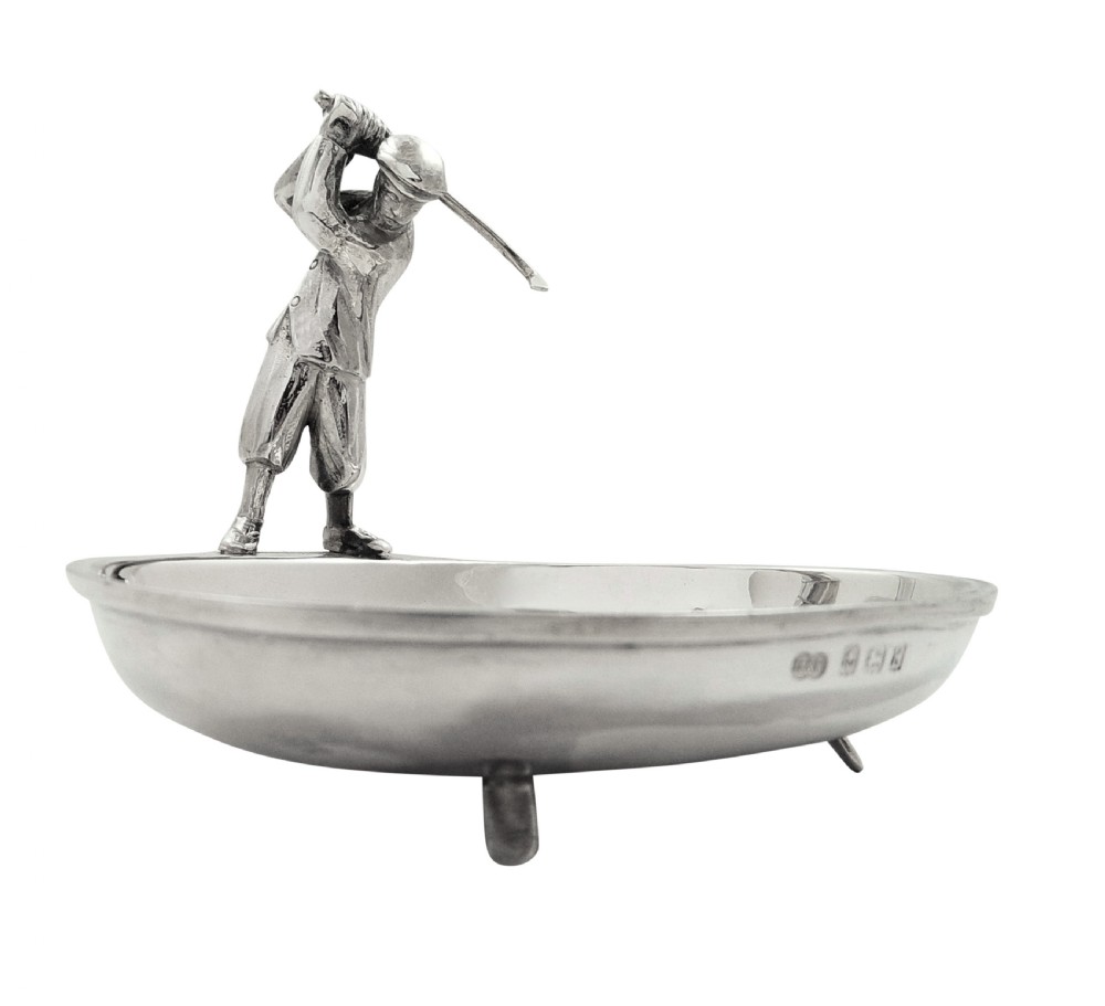 Antique Sterling Silver Dish with Golfer 1934 View V