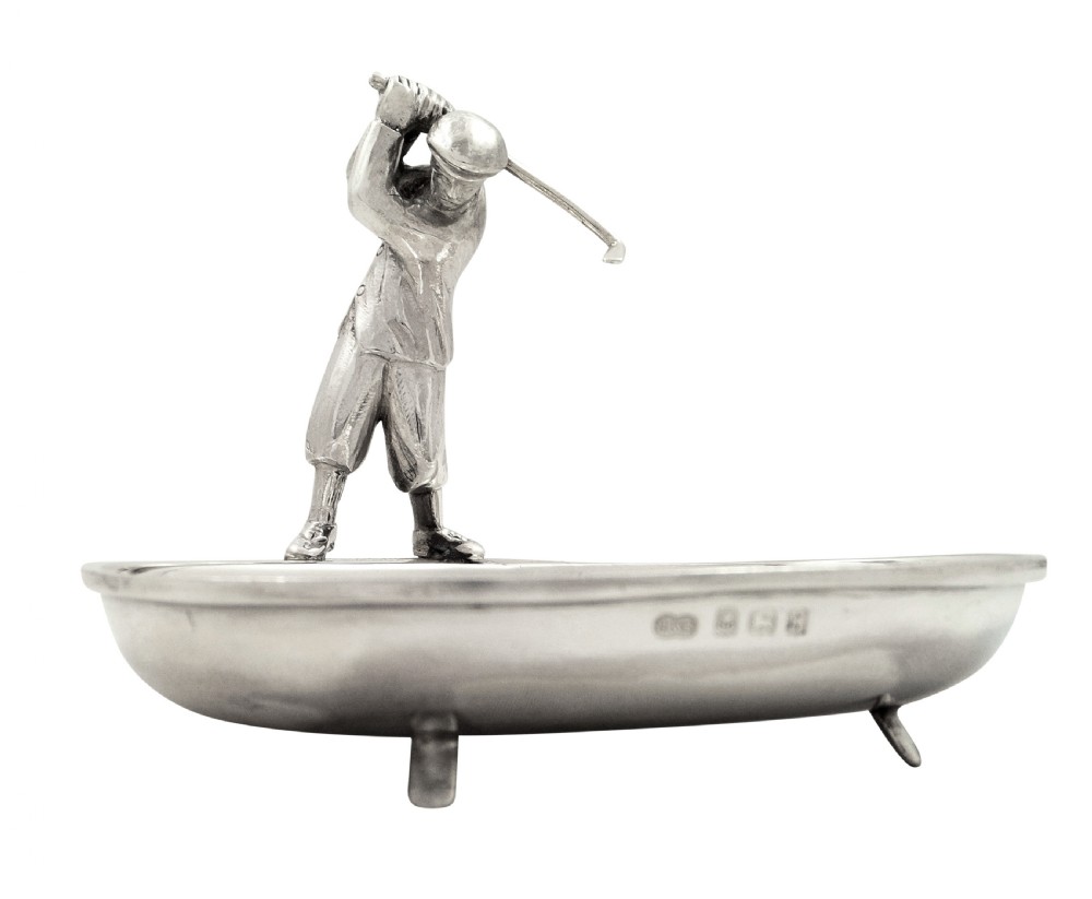 Antique Sterling Silver Dish with Golfer 1934 View IX