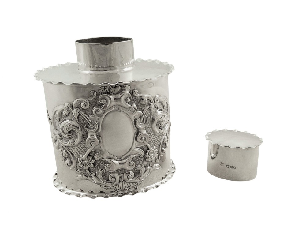 Antique Victorian Sterling Silver Caddy 1900 View V