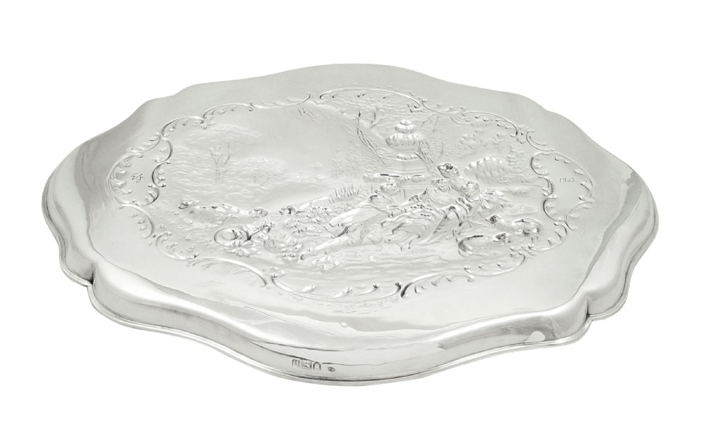 Antique Edwardian Sterling Silver Dressing Tray with Scenes 1903 View VII