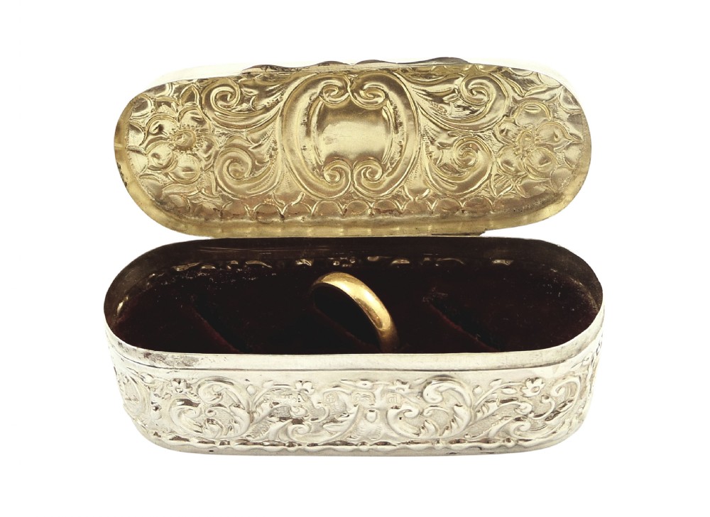 Antique Edwardian Sterling Silver Ring Box 1903 View II