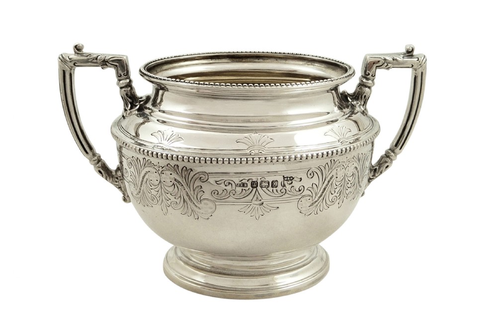 Antique Victorian Sterling Silver 2 Handle Bowl 1890 - Walker & Hall View IX
