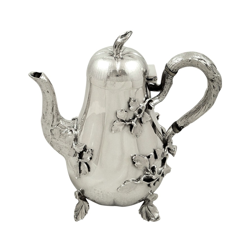 Antique Edwardian Sterling Silver 'Pear' Coffee Pot 1903