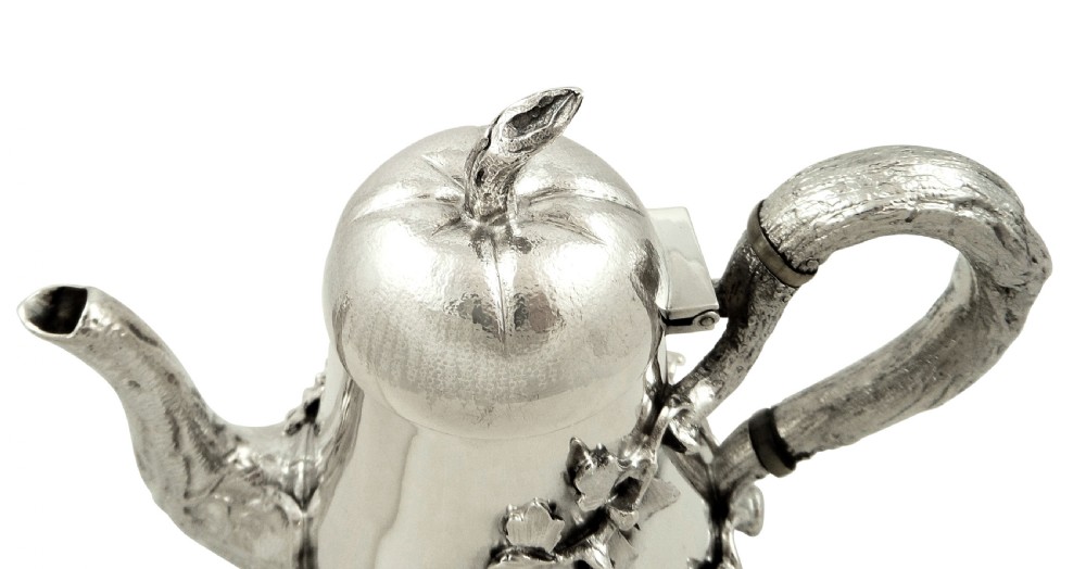 Antique Edwardian Sterling Silver 'Pear' Coffee Pot 1903 View X