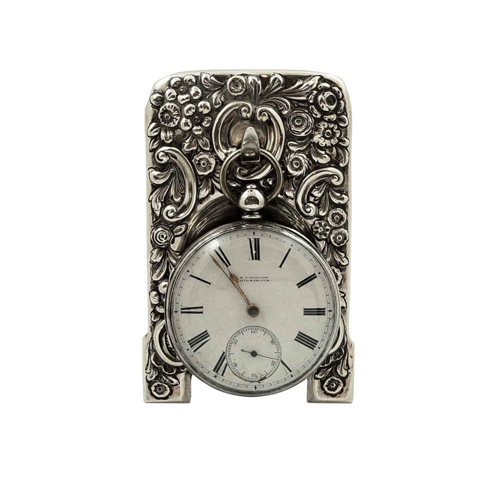 Antique Victorian Sterling Silver Pocket Watch Stand 1898