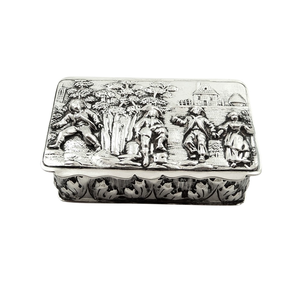 Antique Edwardian Sterling Silver Snuff Box 1908