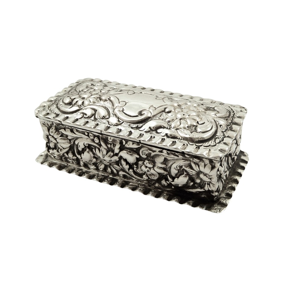 Antique Edwardian Sterling Silver Ring Box 1903