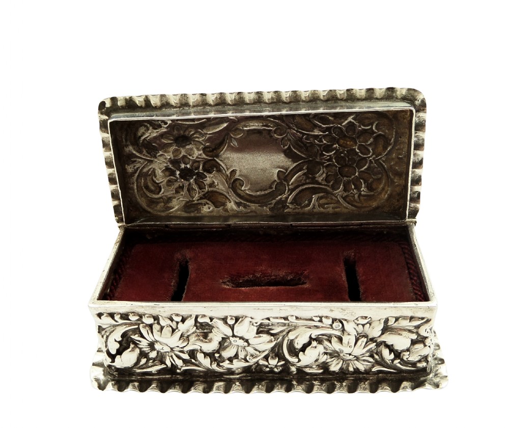 Antique Edwardian Sterling Silver Ring Box 1903 View II
