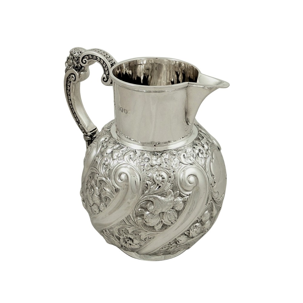 Antique Victorian Sterling Silver 2 1/2 Pint Beer / Water Jug 1893