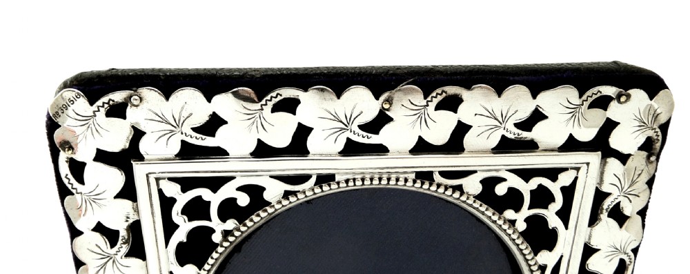 Antique Edwardian Sterling Silver 'Shamrock' Photo Frame 1902 View III