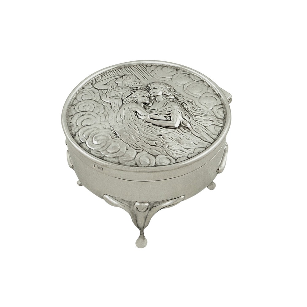 Antique Art Nouveau Sterling Silver Trinket Box 1905