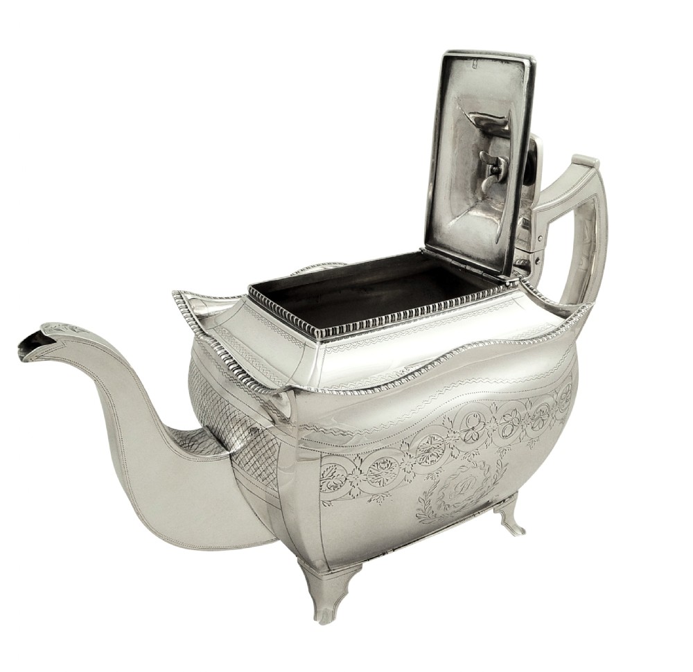 Antique Georgian Irish Sterling Silver Teapot - Dublin 1810 View II