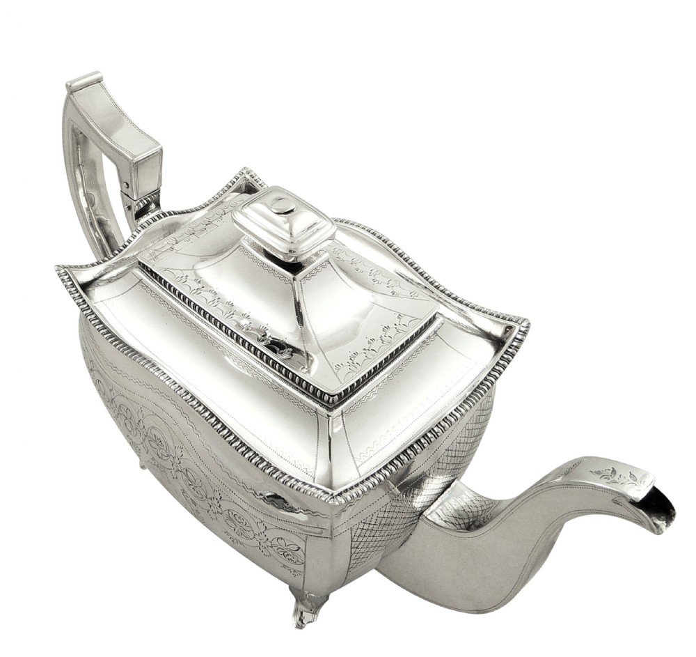 Antique Georgian Irish Sterling Silver Teapot - Dublin 1810 View V