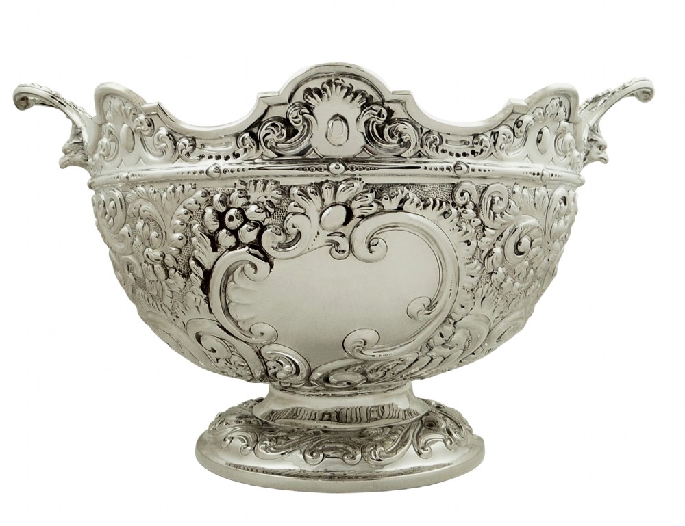 Antique Victorian Sterling Silver Monteith / Presentation Bowl 1890