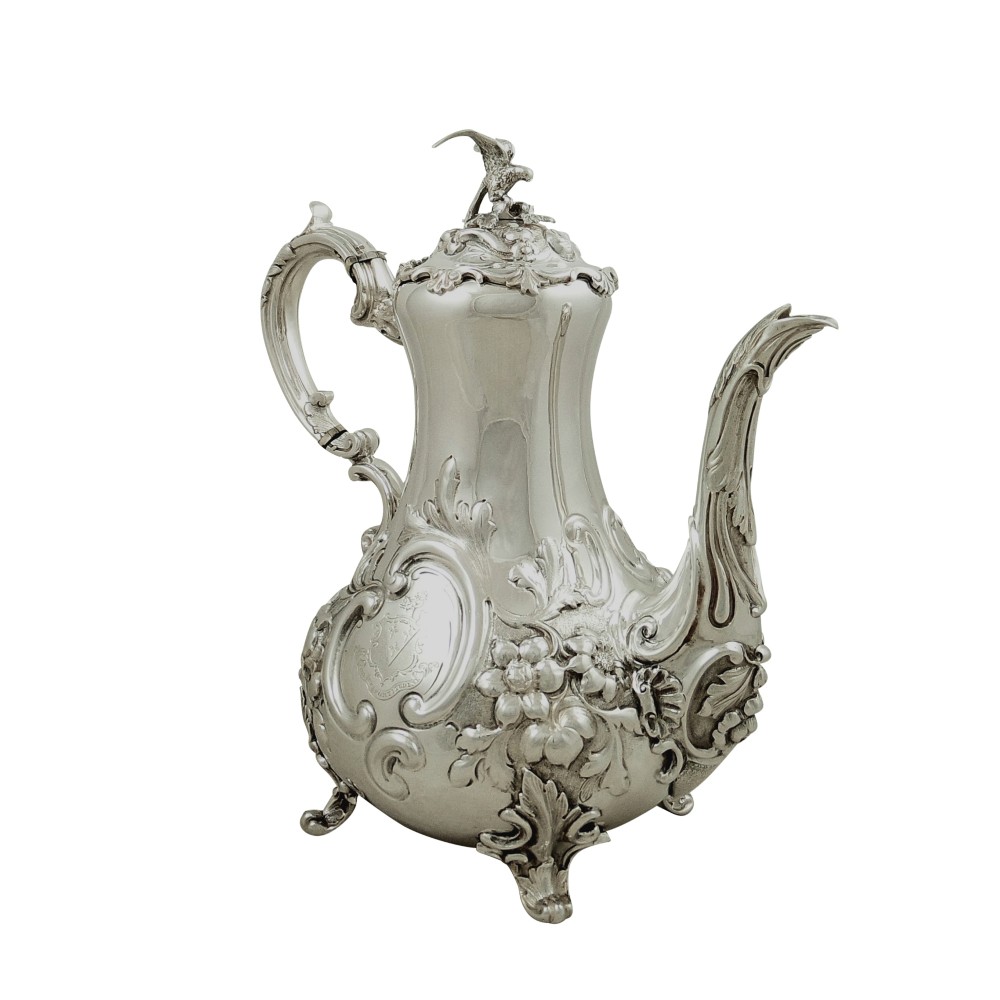Antique Victorian Sterling Silver Coffee Pot with Eagle Finial 1853