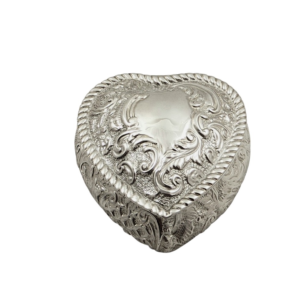 Antique Edwardian Sterling Silver Heart Trinket Box 1902
