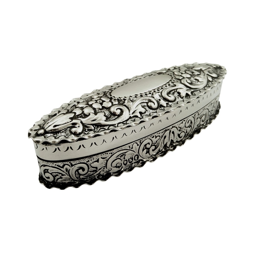 Antique Victorian Sterling Silver Trinket Box 1885