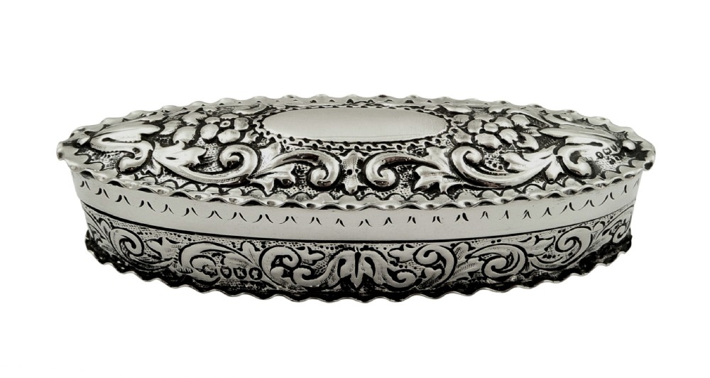 Antique Victorian Sterling Silver Trinket Box 1885 View IX