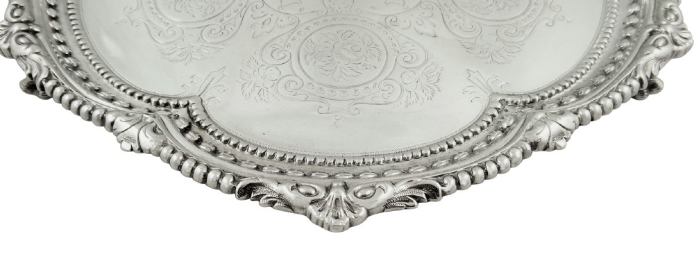 Antique Victorian Sterling Silver Tray / Salver 1879 View IV