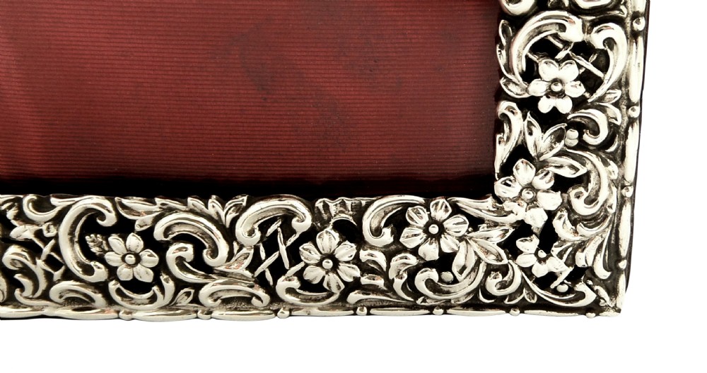Antique Victorian Sterling Silver 'Landscape' Photo Frame 1895 View IX