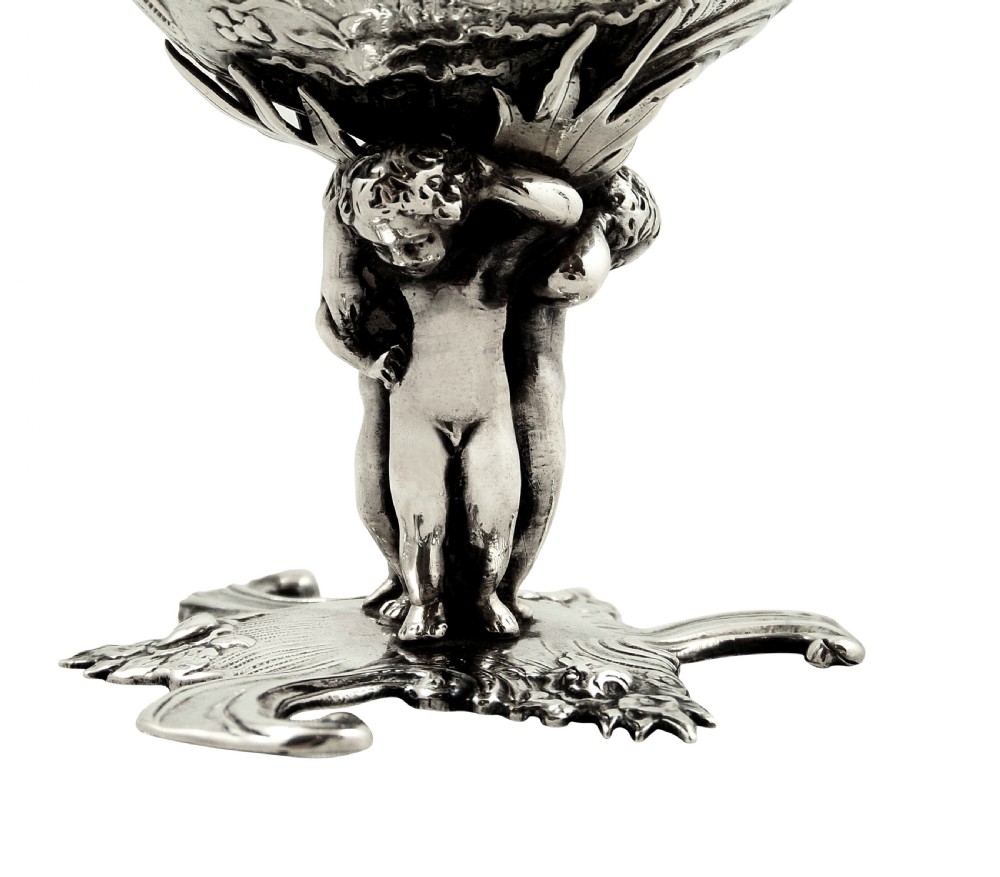 Antique Victorian Sterling Silver 'Cherub' Salt 1890 View VII