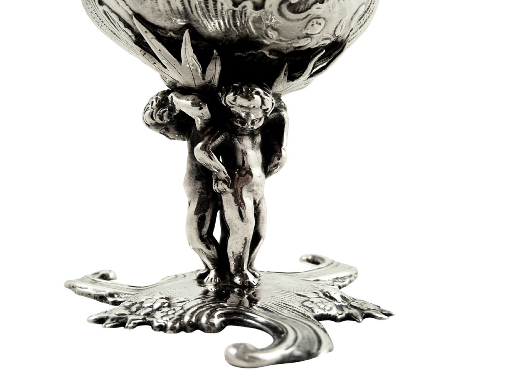 Antique Victorian Sterling Silver 'Cherub' Salt 1890 View X