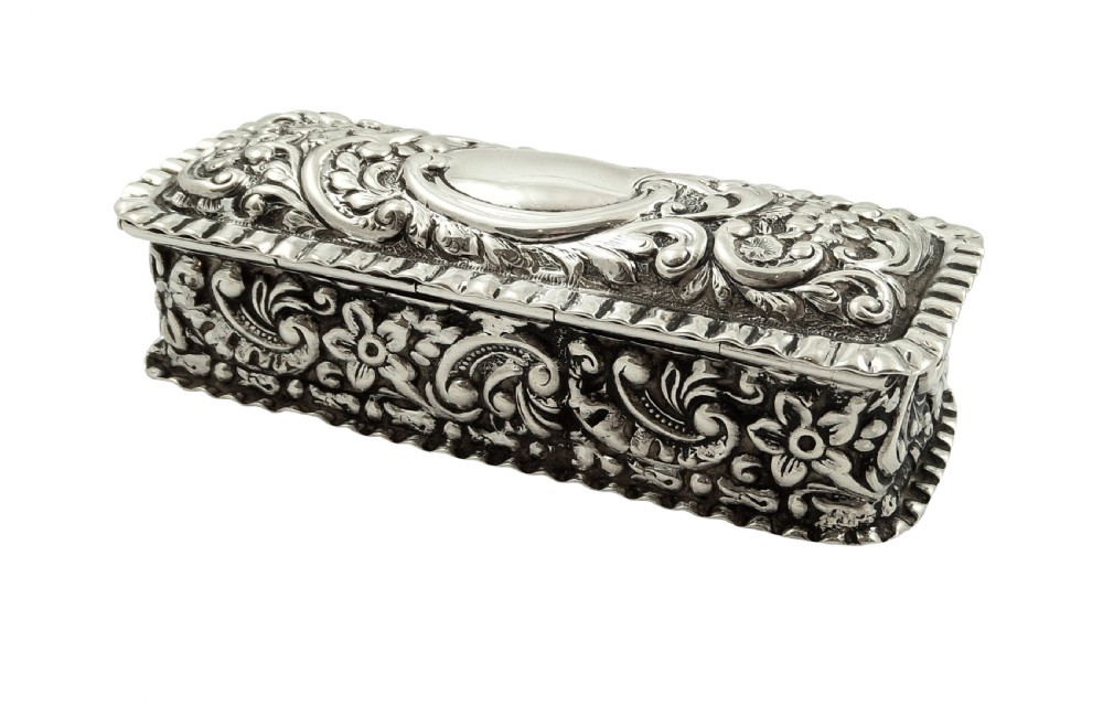 Antique Victorian Sterling Silver Ring Box 1897 View III