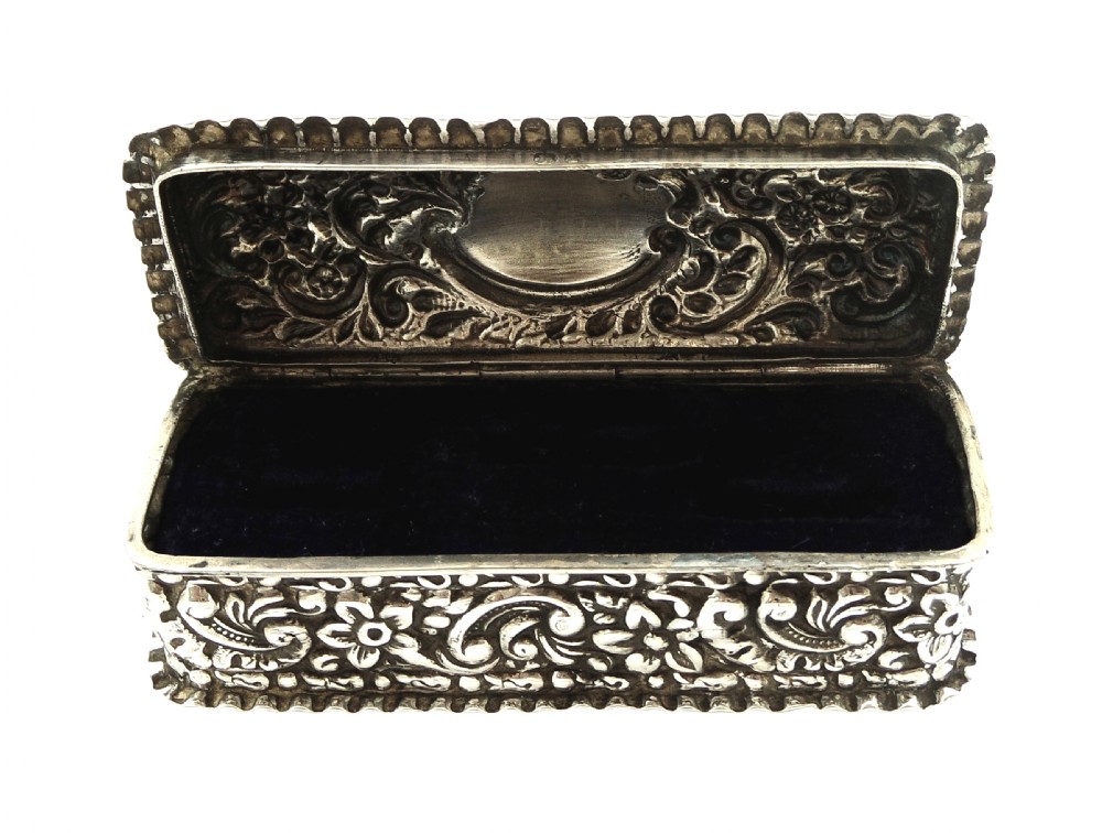 Antique Victorian Sterling Silver Ring Box 1897 View V