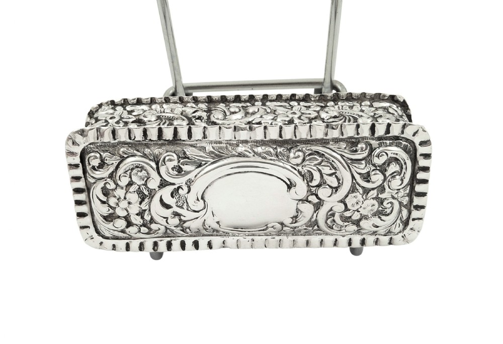 Antique Victorian Sterling Silver Ring Box 1897 View VII