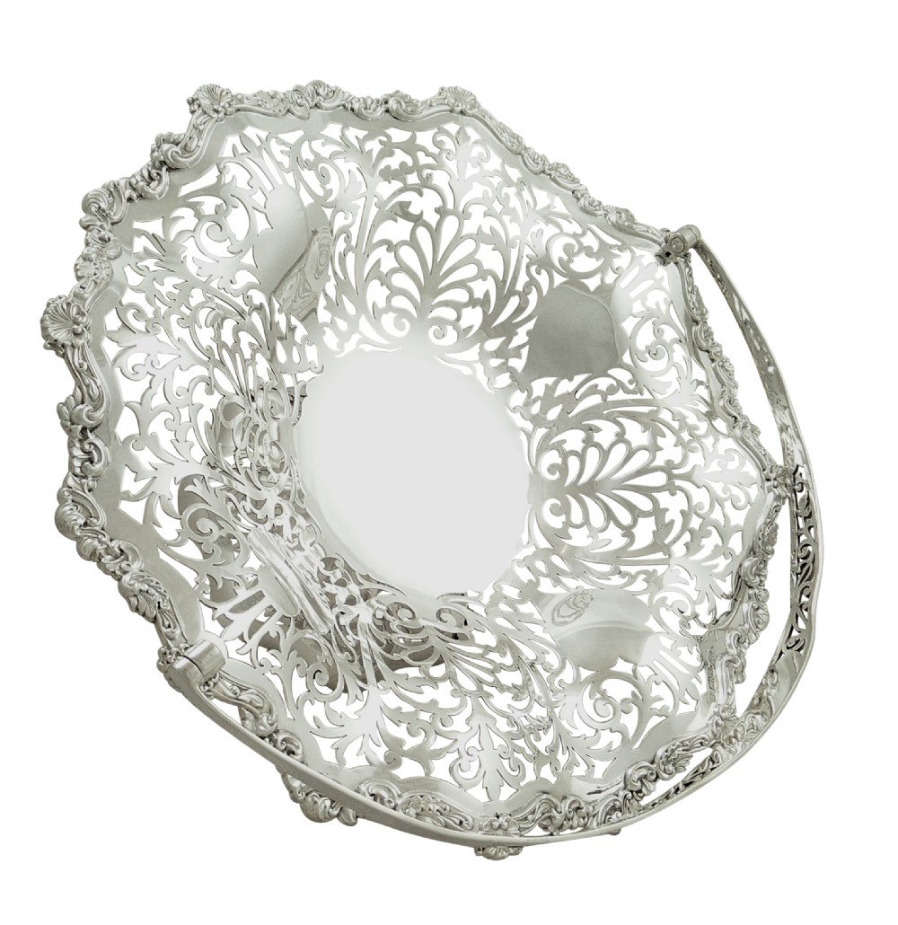 Antique Edwardian Sterling Silver Basket 1908 View II