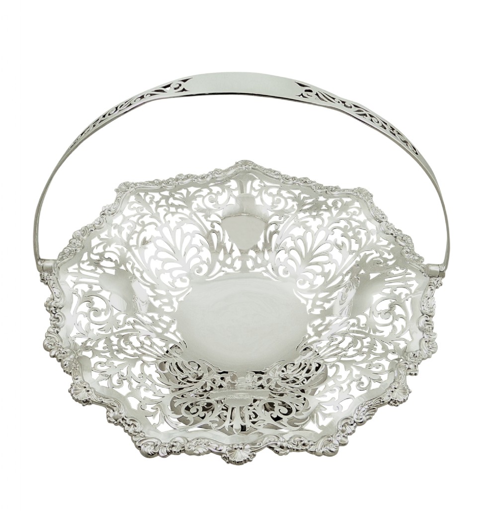 Antique Edwardian Sterling Silver Basket 1908 View III