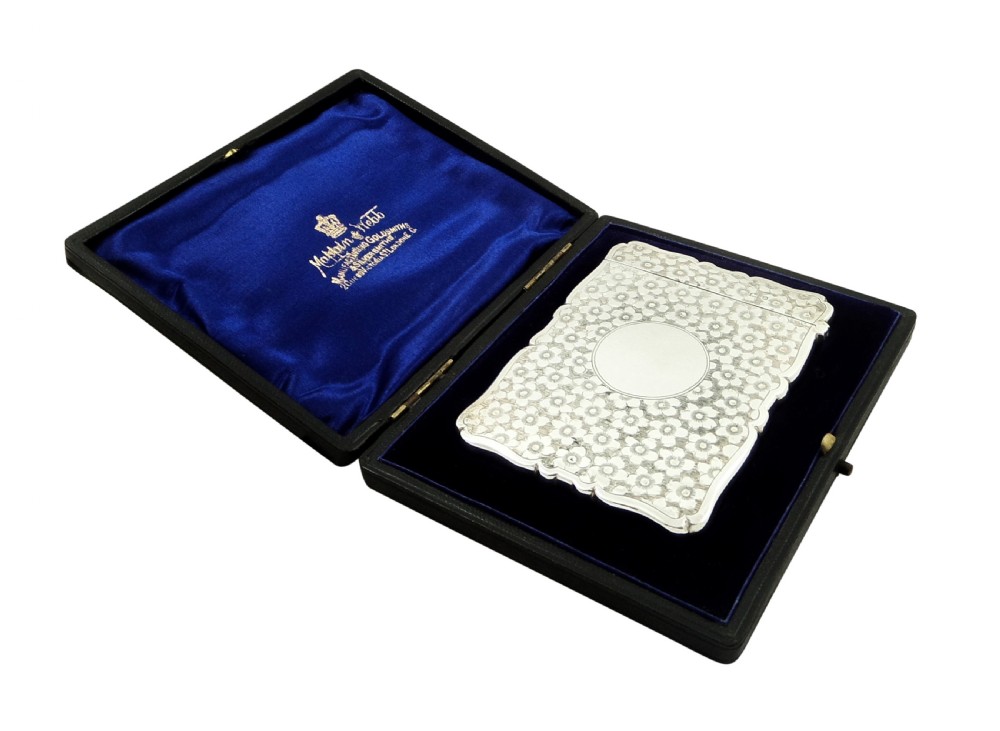 Antique Sterling Silver Card Case in Presentation Case 1901 View XI